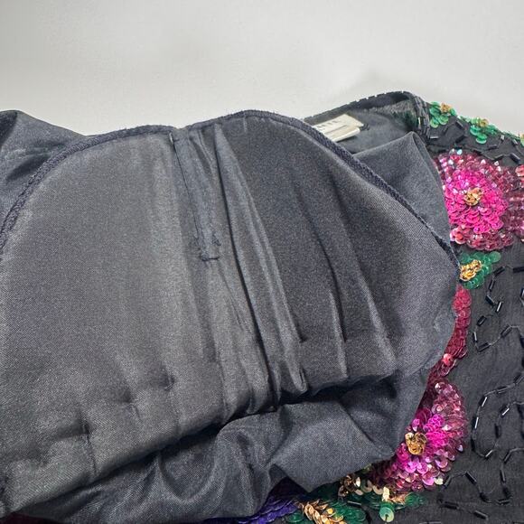 VTG BRILLIANTE BY J.A Silk Sequin Jacket Beaded Floral 80’s 90’s Glams Retro L - Picture 10 of 10